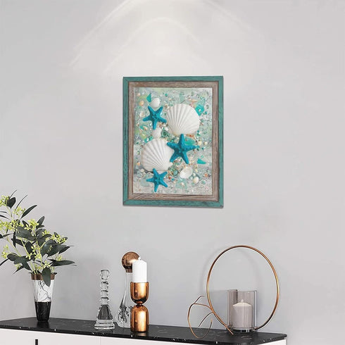 citari Coastal Wall Art - Starfish and Shells Canvas Print for Beach Bathroom Bedroom Decor...