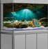 36X18 Inches Fish Tank Background, Sunshine Ocean Floor Terrarium Background Decor, Underwater Stone Durable Polyester Background with 8 EVA Doubl...