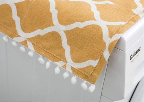 Ammsochy Washing Machine Cover Dust Oil Proof Dryer Top Loader Cloth with Side Storage Pockets Cotton Linen Kitchen Refrigerator Appliance Protector (Yellow Rhombus)