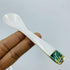 2 Pack 3.94inch Caviar Spoons Handcraft Mother of Pearl MOP Caviar Spoon W Round Handle with One Plastic Storage Box - White, Style B...