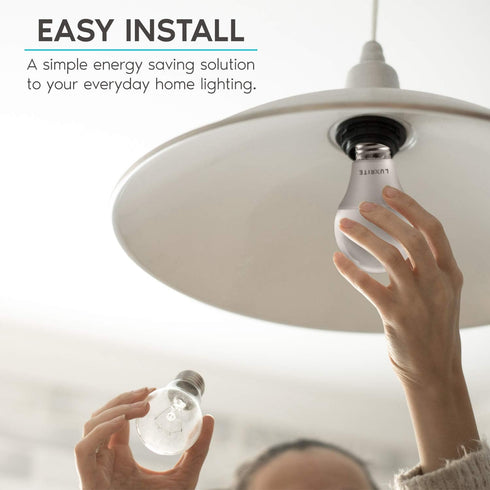 LUXRITE A19 LED Bulb 60W Equivalent, 3500K Natural White, 800 Lumens, Dimmable Standard LED Light Bulbs 9W, Enclosed Fixture Rated, Energy Star, E...