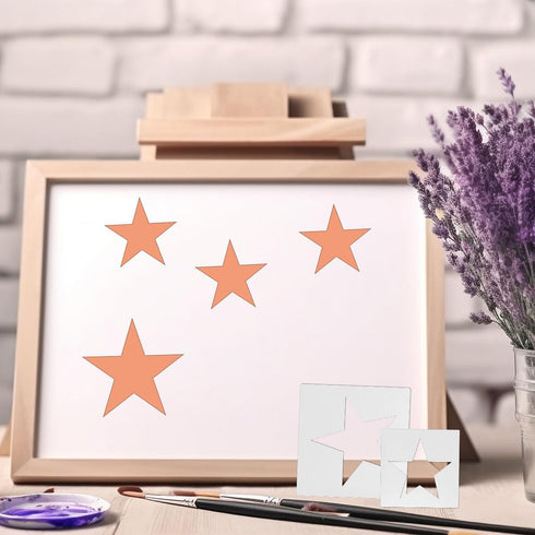 Large Star Stencil, 8Pcs Star Stencils for Painting,Star Template 5 Point Star Template Stencil,Star Stencils Different Sizes,Reusable Plastic Ste...
