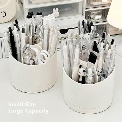 Rotating Pen Holder for Desk, Cute Desk Pencil Holder Cup for Home Office School, White Makeup Brush Holder Organizer Make up Cosmetics Container ...