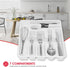 Home Basics 7 Molded Compartments Plastic Cutlery Tray (White) | Flatware and Extra Utensils Organizer | Deep Compartments | Heavy Duty | Round Co...