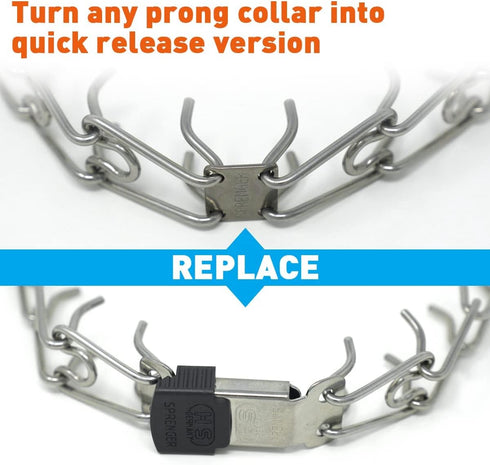 Herm Sprenger ClicLock Fastener Stainless Steel Buckle for Prong Dog Training Collar & Quick Release with Easy Buckle for Medium Large Dogs (3.0/3...