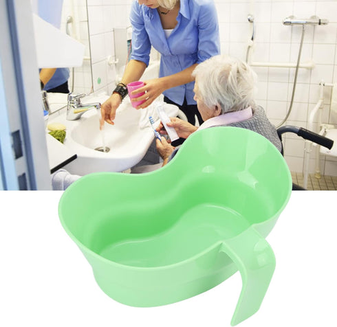 Emesis Basin Bed Mouthwash Cup Elderly Vomit Basin Recycling Oral Care Grip Handle Spit Pan Mouthwash Basin Plastic Emesis Tub with Bowl Bedridden...