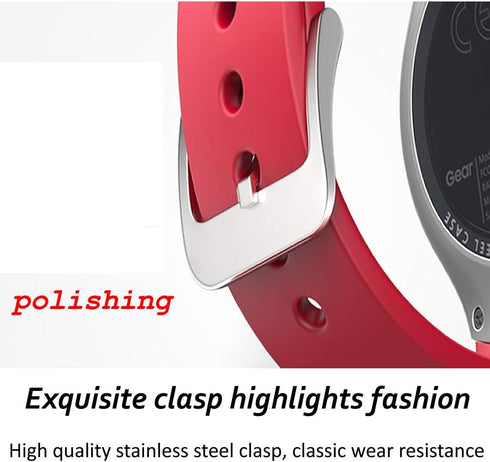 1PC Large Watch Band/Strap for Samsung Gear S2 Smartwatch Band Replacement Accessories with Metal Clasps Watch Strap/Wristband Silicone (Black)...