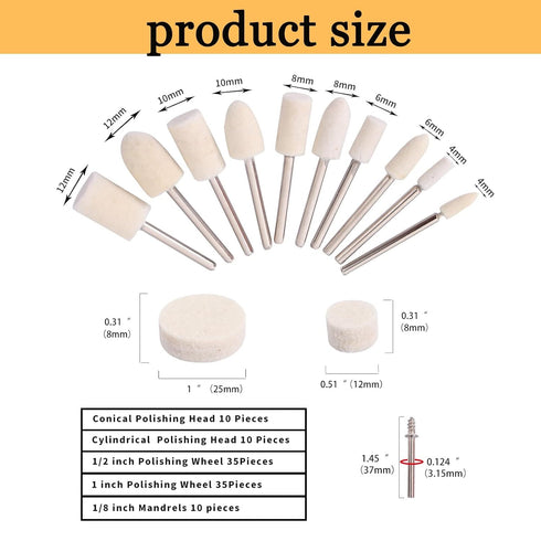 100PCS Polishing Buffing Wheel for Dremel Polishing Kit, Polishing Wheel for Dremel Tool Accessories, with 1/8" Shank for Dremel Buffing Wheels...