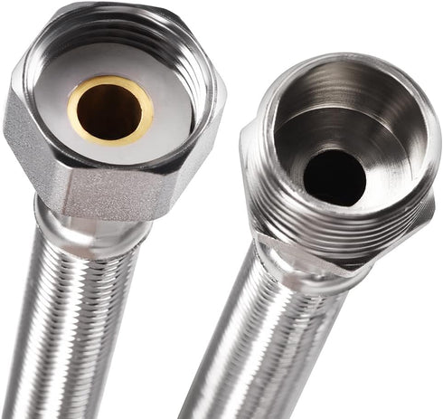 uxcell Faucet Supply Line Connector G1/2 Female x G1/2 Male 16 Inch Length 304 Stainless Steel Hose 2Pcs...