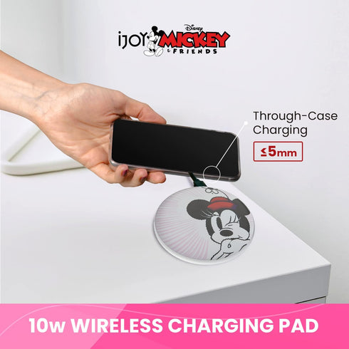 Disney Minnie Mouse Wireless Charging Pad- Wireless Charging Station Universally Compatible with All Qi Enabled Devices- Mickey Mouse Gifts for Ad...