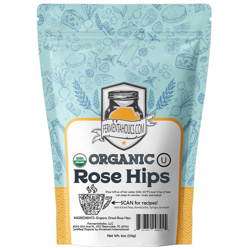 Fermentaholics Rose Hips – 4 oz – USDA Certified Organic Dried Herb – Ideal for Kombucha Secondary Fermentation...