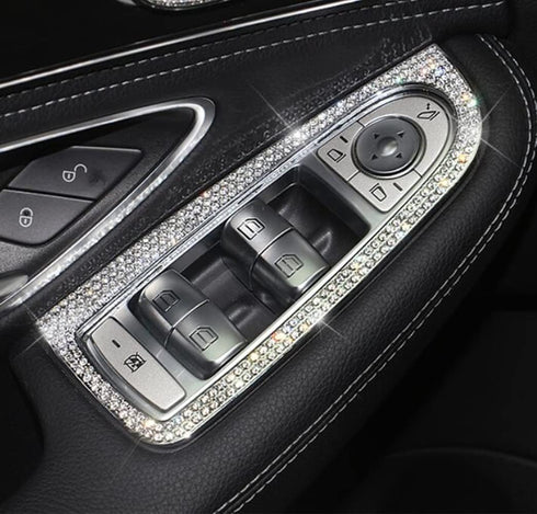 Compatible with 2015-2021 Mercedes Benz C300 W205 GLC300 Bling Accessories Window Glass Lift Switch Button Rhinestone Decals...