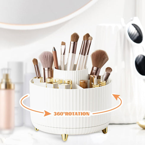 CenYouful Makeup Brush Holder Organizer,5 Slot 360° Rotating Make up Brushes Cup, Makeup Organizer Countertop for Cosmetics, Nail Polish, Art Supp...