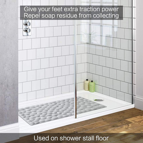 Non-Slip Bathtub Mat OTHWAY Soft Rubber Bathroom Bathmat with Strong Suction Cups (Grey)...