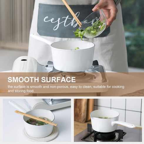 1.2L Saucepan, Nonstick Milk Pan with Pour Spouts, Butter Warmer, Melting Milk Boiling Porridge Soup Saucepan Gas Stove Enamel Milk Pot with Handl...