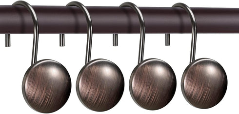 CHICTIE Bronze Shower Curtain Hooks Rings,Oil Rubbed Metal Rust Resistant Decorative Shower Curtain Hooks,Set of 12 Farmhouse Style Shower Rings H...