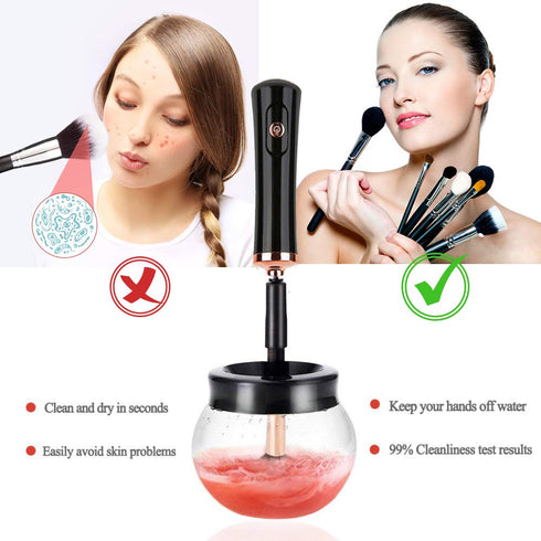 Premium Makeup Brush Cleaner and Dryer Machine Hangsun Electric Cosmetic Make Up Brushes Set Cleaning Tool with 8 Size Rubber Collars Wash and Dry...