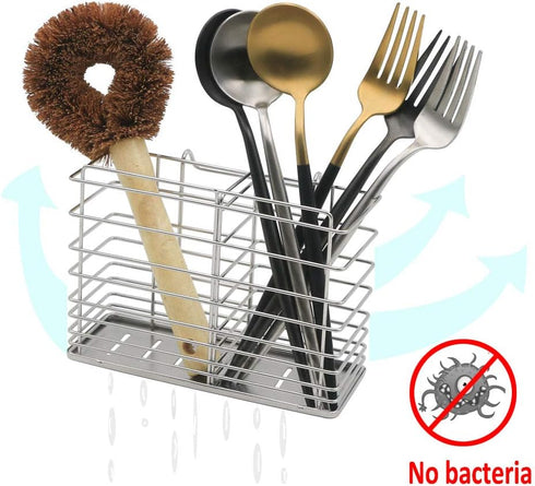 Utensil Drying Rack/Chopsticks/Spoon/Fork/Knife Drainer Basket Flatware Storage Drainer,2 Divided Compartments, Sturdy 304 Stainless Steel, Rust P...