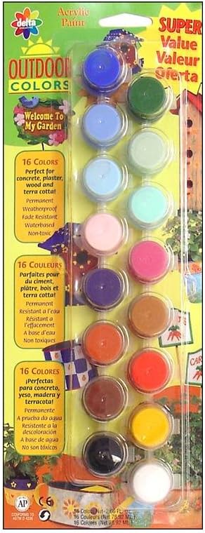 Delta Creative Paint Pots Set with Paint and Brush for Outdoors, (16 Colors)...