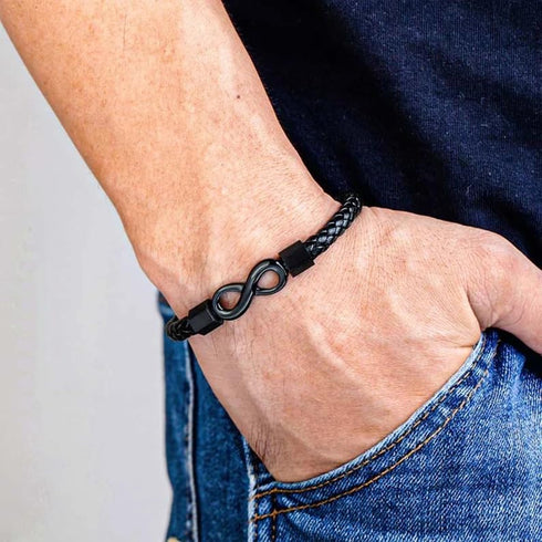 LIU JUN To My Man Bracelet For Men, Infinity Leather Braided Husband Birthday Inspirational Gifts From Wife I Love You Forever And Always Handmade...