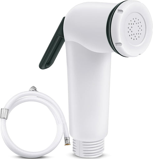 On/off Standard Trigger Sprayer Handle Plastic Bidet Spray Head with 1/2" Connecting Hose Bidet Attachments for RV Water Outlets, White...