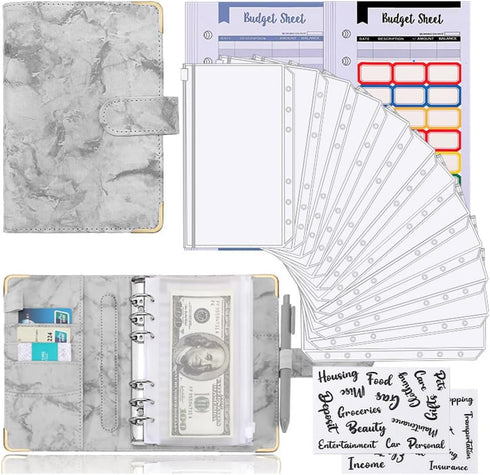 AUSTARK Budget Binder, Money Saving Binder Cash Envelopes for Budgeting, Money Organizer with 12pcs Zipper Envelopes & 12pcs Expense Budget Sheets...