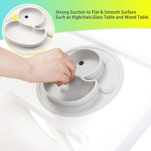 Baby Plate Silicone Toddler Plates Suction Placemat Divided Dishes for Kids and Infants One-Piece Strong Suction, BPA Free, Microwave Dishwasher S...