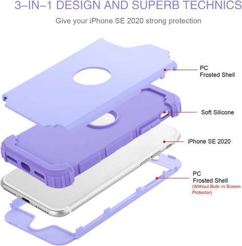 BENTOBEN for iPhone SE 2022 Case and iPhone SE 2020 Case, Heavy Duty 3 in 1 Full Body Rugged Shockproof Hybrid Hard PC Soft Rubber Case for iPhone...