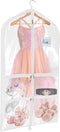 Univivi Clear PVC Dance Costume Bags Garment Bag 40 Inch for Dance Competitions, with 4 Medium Clear Zipper Pockets and 1 Large Back Zippered Pock...
