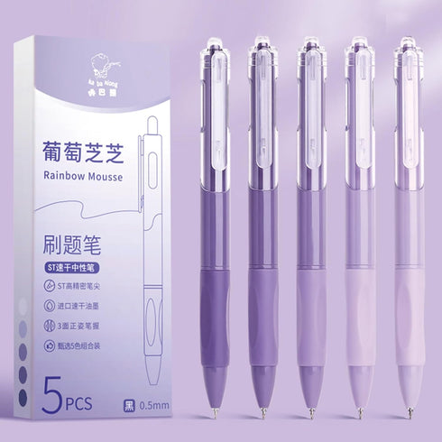 5 Pcs Gel Ink Pens Retractable Pens Purple Pen 0.5mm Black Ink Pen Writing Pens Office School Supplies for Girls Boys Women Men (Purple)...