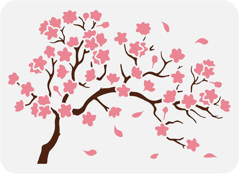 FINGERINSPIRE Cherry Blossom Tree Stencil 11.7x8.3 inch Flower Cherry Painting Stencils Plastic Reusable Tree Branches Cherry Floral Stencils Draw...