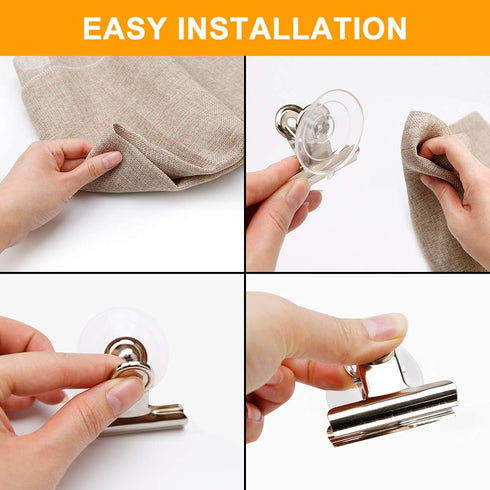Aufind 8 Packs Suction Cup Clip Plastic Round Suction Cup Clamp Holder Strong Window Glass Suction Cup Clip for Hanging Kitchen Bathroom Office Ac...