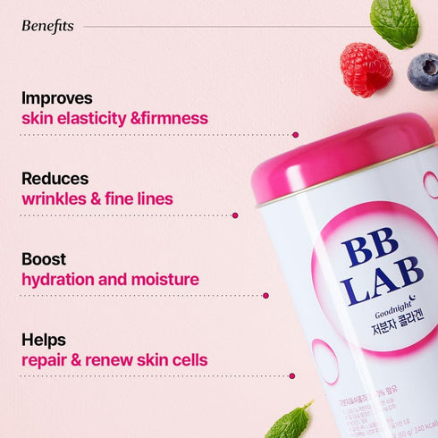 BB LAB Good Night Low Molecular Collagen Powder Stick Supplement, Halal Certified, Korean Marine Collagen, Fish Collagen Peptides, Vitamin C, Glyc...
