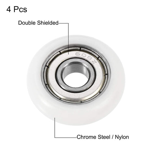 uxcell Ball Bearing Guide Pulley Roller Round Wheel 8x30x8.5mm Double Metal Shielded (GCr15) Chrome Steel Bearings 4pcs...