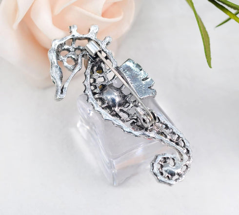 Gyn&Joy Vintage Inspired Created Opal Faux Pearl Ocean Fish Seahorse Brooch Pin...
