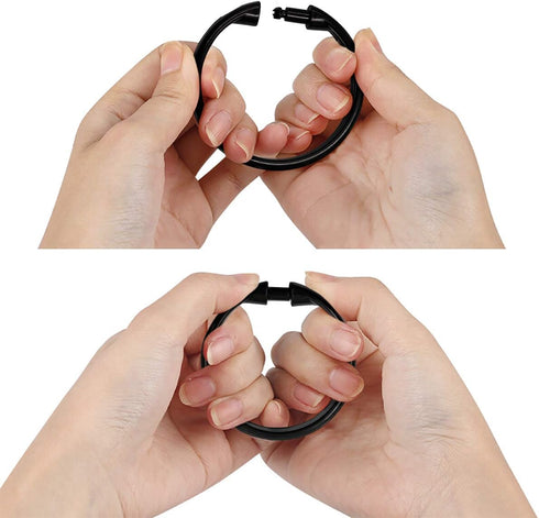 Top-spring Black Shower Curtain Hooks, 12pcs Plastic Shower Curtain Rings, Round O Hooks Hanger for Bathroom Shower Rod (O-Shape(Black))...