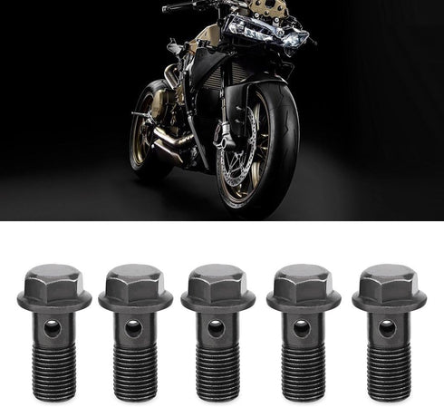 Banjo Bolts Brake Line Fittings Adapter, 5pcs Motorcycle Banjo Bolts & Washers for Brake Caliper Master Cylinder(M10×1mm)...