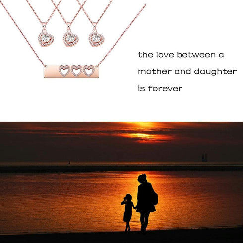 AKTAP Daughter Gifts Mother Daughter Necklace Cubic Zirconia Love Pendant Necklace Mother's Day Gift...