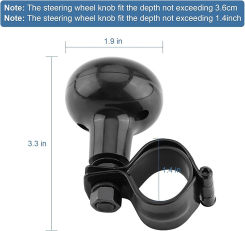 Universal Steering Wheel Knob Spinner,Black Heavy Duty Vehicle Steering Wheel Suicide Spinner Fit for Cars, Truck,Boat...