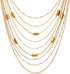 COOLSTEELANDBEYOND Gold Statement Choker Collar Necklace Waterfall Multi-Strand Chain with Rectangle Crystal Bead Charm...