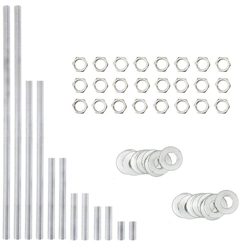 DIY Lamp Repair Hardware Assortment of Hardware with 12"Lamp Pipe Nipples, 24 Washers, 24 Lock Nuts, Lamp Pipe Lamp Rod Accessories(Silvery)...