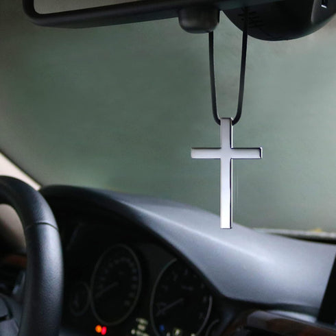 Cross Hanging Ornaments for Car Rear View Mirror, Cross Metal Car Charm, Pendant Decoration for Car, Truck, Home Decor (Sliver)...