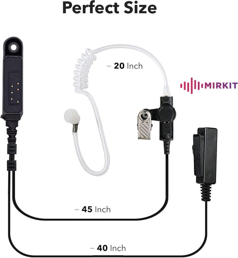 MIRKIT Earpiece Headset, Covert Acoustic Tube Radio Earpiece with Mic for Two Way Radios with Reinforced Cable, Compatible with: Baofeng UV-9R Plu...