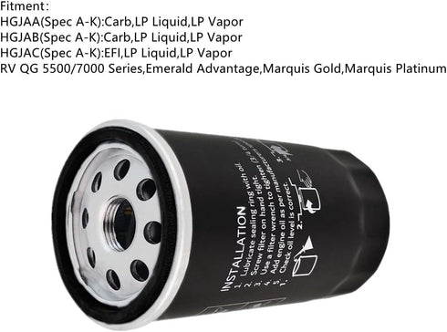 Oil Filter 122-0836 Fit For RV QG 5500/7000 Series HGJAC HGJAB HGJAA Spin-on Rep 01220836 B7238 PH10027 PH2875...