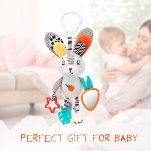Travel Toy for Stroller, Car Seat Or Activity Gym - Hanging Toys for Baby Gym, Features Jingle Sound, Clinking Rings, Crinkle Paper, BB Squeaker &...