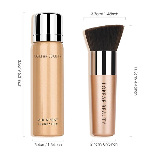 AirBrush Foundation Spray, Silky Mist Foundation Spray Makeup Set with Brush, Full Coverage Foundation for Smooth Radiant Finish, Formula Breathab...