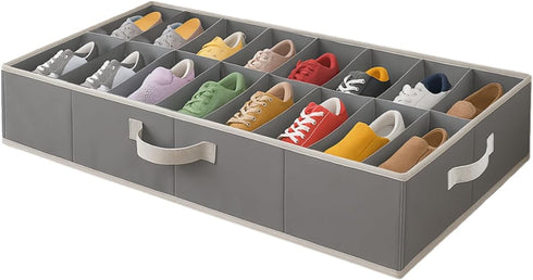 Under Bed Shoe Storage Organizer - TEAR-RESISTANT Heavy Duty 600D Material - Fits All Styles Men's and Women's Shoes, Up to 16 Pairs - Extra-Stron...
