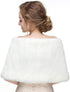 Jovono Women's Wedding Fur Shawls and Wraps Bridal Wedding Fur Stole with Rhinestone Brooch for Bride and Bridesmaids...