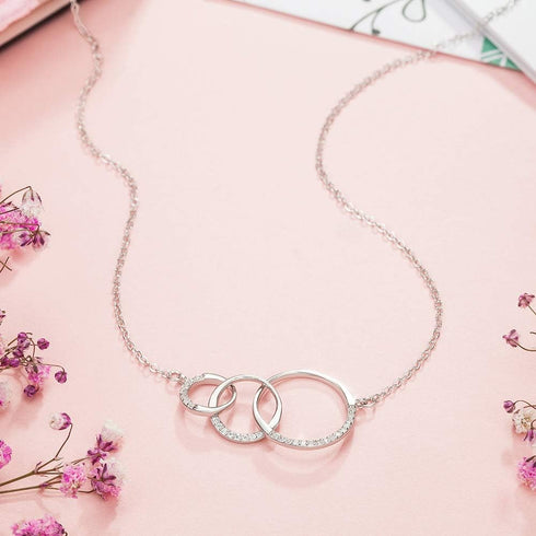 Generations Necklace for Grandma Gift - Sterling Silver Infinity 3 Circle CZ Necklace Mom Granddaughter Grandson Mothers Day Jewelry Birthday Gift...