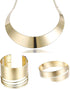 HANPABUM Women Gold Tone Choker Necklace and Cuff Bangle Bracelet Jewelry Set Exaggerated Punk Style (A:Gold Tone)...
